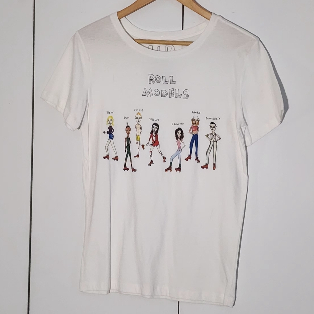 Free People Unfortunate Portraits White 'Roll Models' Graphic Tee - Picture 2 of 4